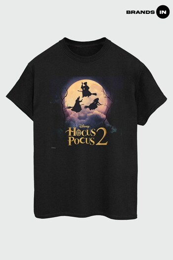 Brands In Black Hocus Pocus Witches Flying Women Black Boyfriend Fit T-Shirt (K70576) | £23