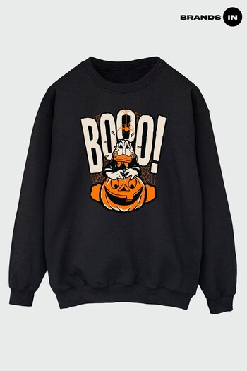 Brands In Black Disney 100 Donald Duck Booo Women Black Sweatshirt (K70577) | £36