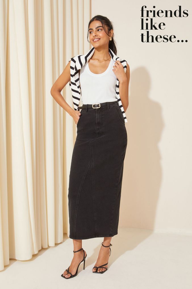 Denim Midi Skirts Mid length denim skirts Next Official Site