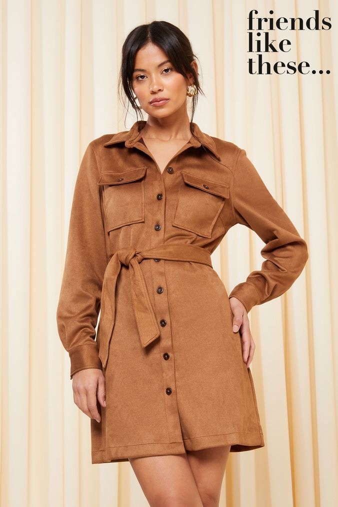 Brown shirt dress uk shop