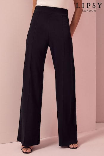Lipsy Black Petite High Waist Wide Leg Tailored Trousers (K70711) | £32