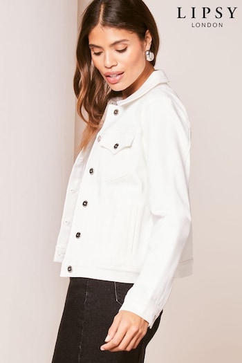 Lipsy White Petite Classic Fitted Denim Jacket (K70794) | £40