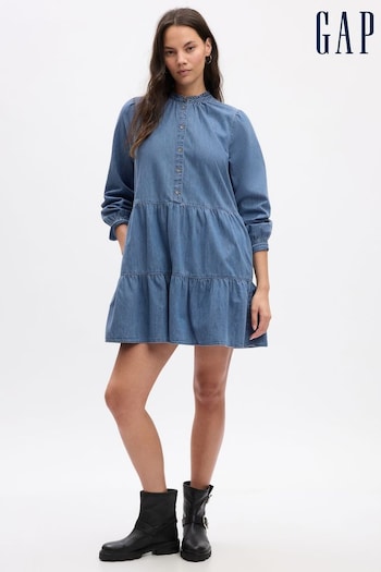 Gap Denim Blue Tiered Mini Shirtdress (K70797) | £50