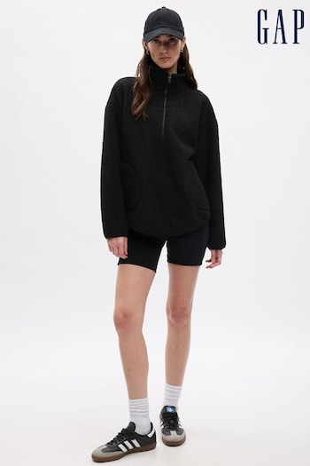 Gap Black Sherpa Half Zip Pullover Sweatshirt (K70798) | £55