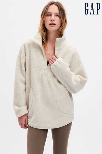 Gap Cream Sherpa Half Zip Pullover Sweatshirt (K70807) | £55