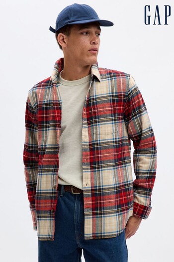 Gap Red Organic Cotton Tartan Flannel Long Sleeve Shirt (K70887) | £40