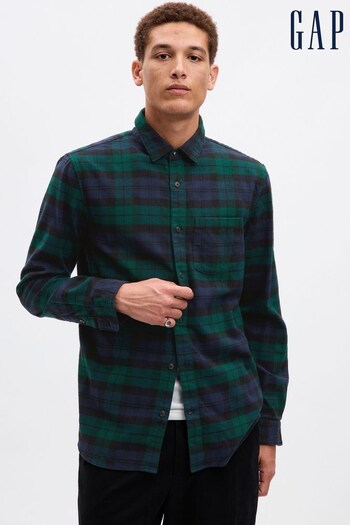 Gap Green/Blue Organic Cotton Tartan Flannel Long Sleeve Shirt (K70888) | £40