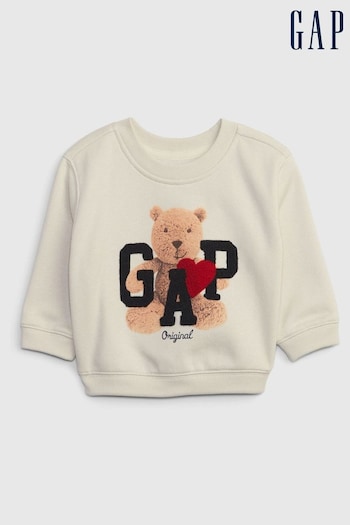 Gap Beige Brannan Bear Logo Crew Neck Long Sleeve Sweatshirt (K70966) | £15