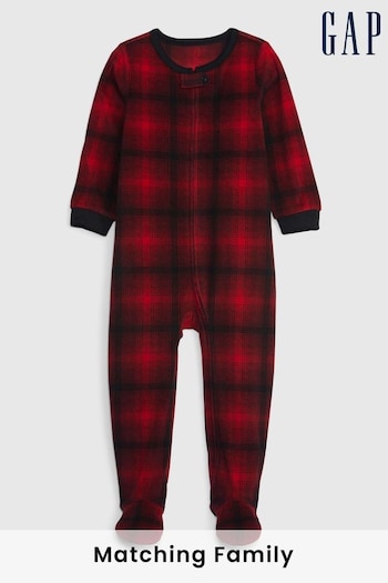 Gap Red & Black Check Print Pyjama Footed Toddler Sleepsuit (K70999) | £25