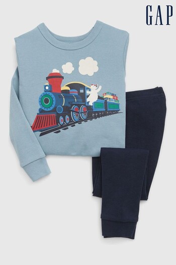 Gap Blue Christmas Train Toddler Pyjamas (K71010) | £18