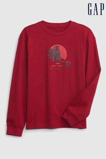 Gap Red Masters of the Universe Graphic Long Sleeve Crew Neck T-Shirt (K71017) | £24