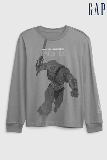 Gap Grey Masters of the Universe Graphic Long Sleeve Crew Neck T-Shirt (K71030) | £24