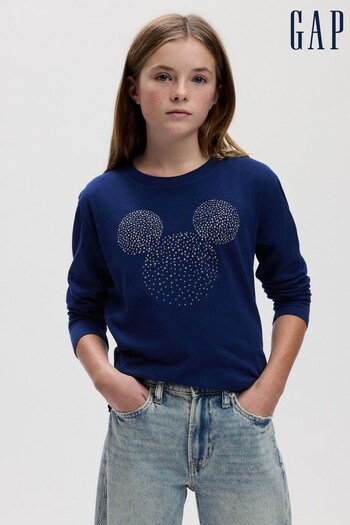 Gap Navy Blue Disney Organic Cotton Graphic Long Sleeve Crew Neck T-Shirt (4-13yrs) (K71043) | £16