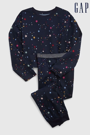 Gap Blue Print Long Sleeve Crew Neck Pyjama Set (6-13yrs) (K71047) | £30
