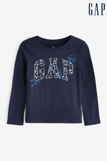 Gap Blue Logo Crew Neck Long Sleeve T-Shirt (K71049) | £10
