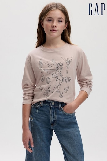 Gap Pink Disney Organic Cotton Graphic Long Sleeve Crew Neck T-Shirt (K71066) | £16