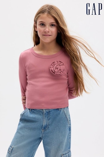 Gap Pink Organic Cotton Graphic Long Sleeve T-Shirt (K71070) | £8