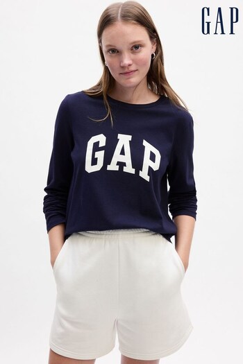 Gap Blue Relaxed Logo Crew Neck Long Sleeve T-Shirt (K71087) | £16