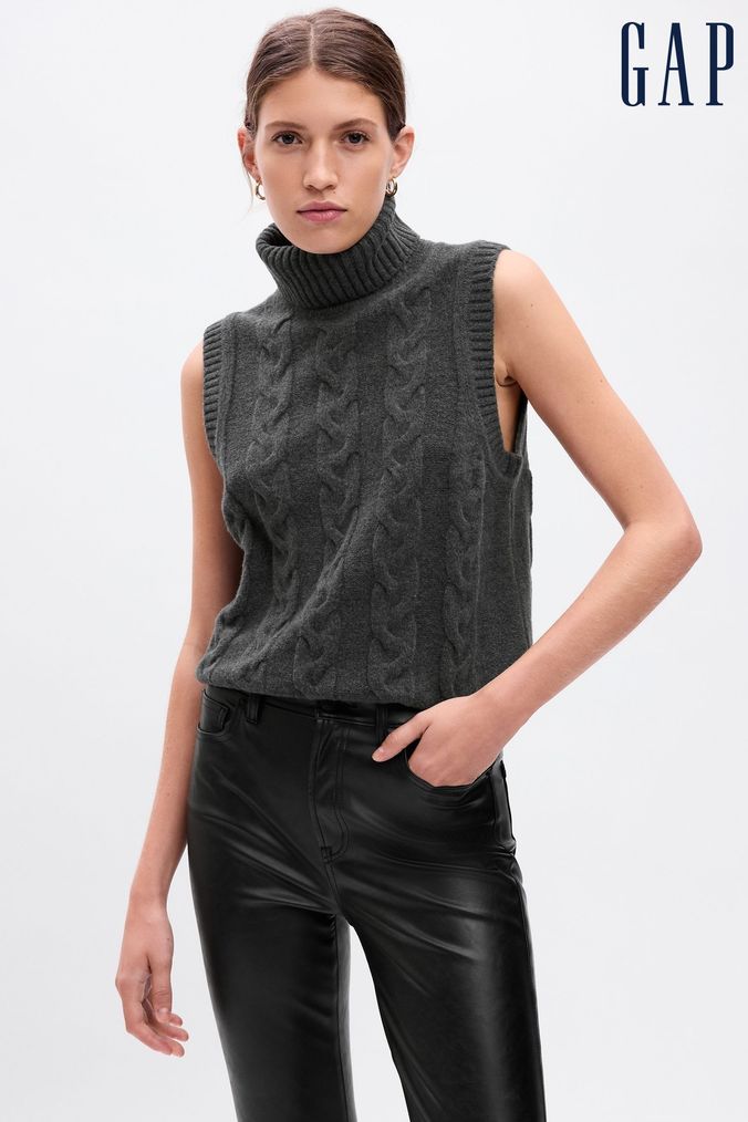 Grey sleeveless sweater sales