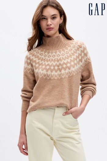 Gap Brown Relaxed Forever Cosy Fair Isle Jumper (K71103) | £55