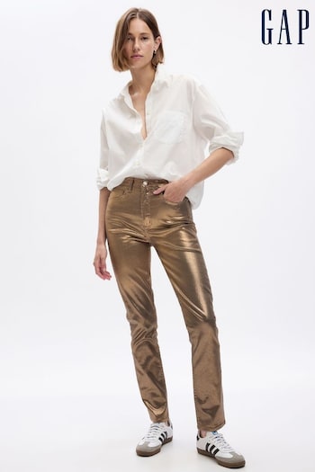 Gap Gold High Waisted Metallic Vintage Slim Jeans (K71130) | £65