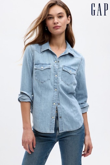 Gap Blue Slim Fit Denim Western Shirt (K71164) | £40