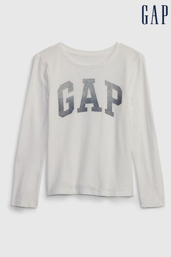 Gap White Logo Crew Neck Long Sleeve T-Shirt (K71217) | £10