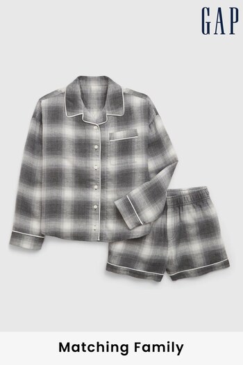 Gap Grey Check Family Christmas Kids Short Pyjamas (K71226) | £35