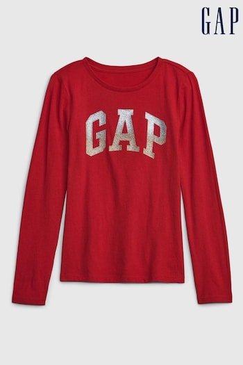 Gap Red Logo Crew Neck Long Sleeve T-Shirt (K71229) | £10