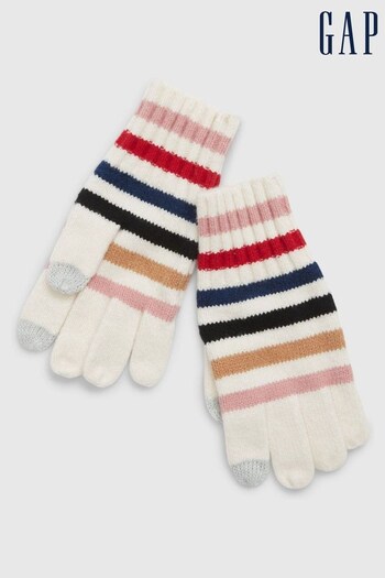Gap White Soft Touch Stripe Gloves (K71242) | £12