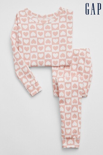 Gap Pink & White Organic Cotton Print Pyjama Set (K71252) | £18