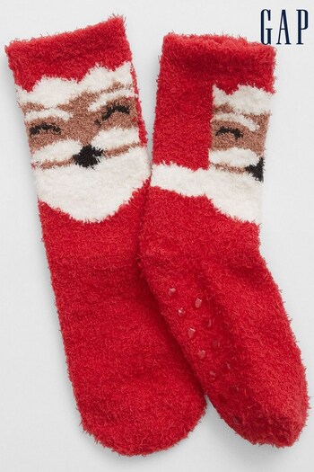 Gap Red & Brown Christmas Fluffy Socks (K71260) | £3