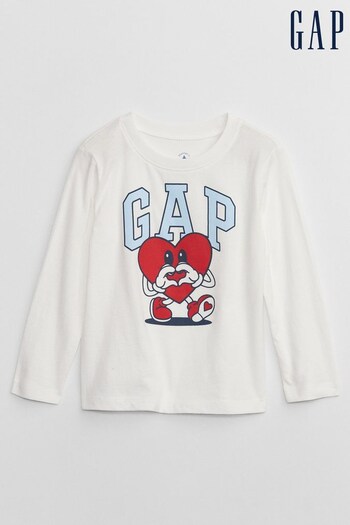 Gap White Crew Neck Long Sleeve Graphic T-Shirt (K71264) | £8