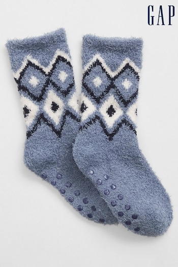 Gap Blue Fair Isle Fluffy Socks (K71266) | £3