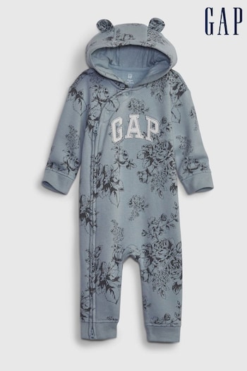 Gap Blue Arch Logo Long Sleeve Hooded Sleepsuit (Newborn - 24mths) (K71282) | £25