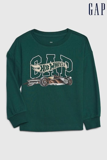 Gap Green Hot Wheels Graphic Crew Neck Long Sleeve T-Shirt (K71289) | £16