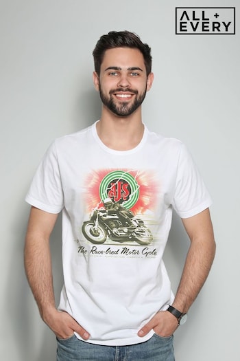 All + Every White History Of Advertising AJS Motorcycles 1960s Ad Men's T-Shirt (K71319) | £23