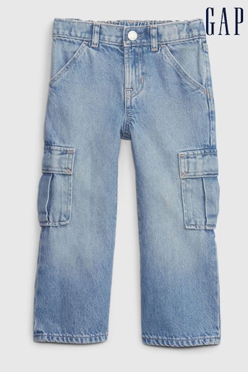 Gap Light Wash Blue Stride Cargo Washwell Jeans Slama (6mths-5yrs) (K71328) | £25