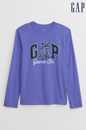 Gap Violet Purple Graphic Crew Neck Long Sleeve T-Shirt (K71337) | £10