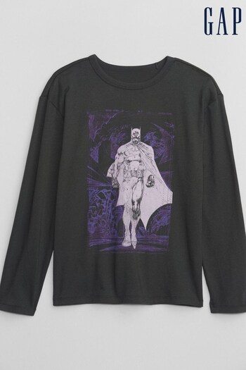 Gap Grey Batman Graphic Crew Neck Long Sleeve T-Shirt (K71338) | £16