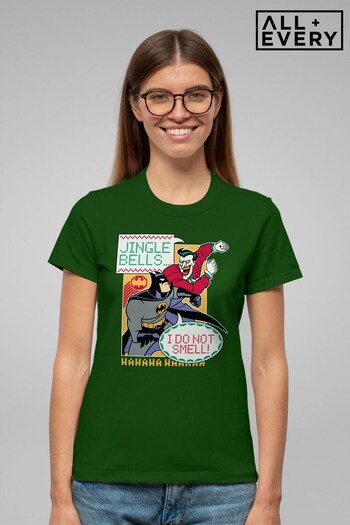 All + Every Bottle Green Batman Christmas Joker Jingle Bells Women's T-Shirt (K71390) | £23