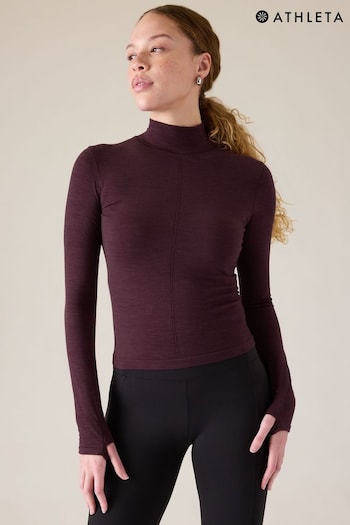 Athleta Purple Ascent Seamless Turtleneck Fitted Top (K71500) | £90