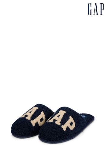 Gap Navy Blue Men's Plano Logo Borg Slippers (K71723) | £25