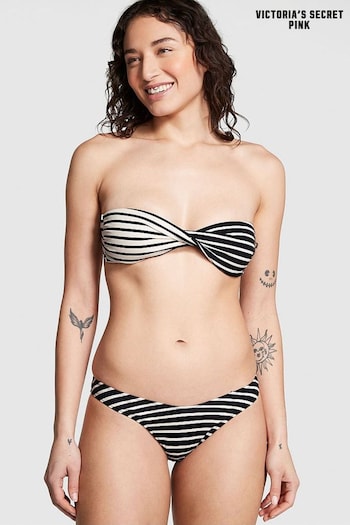 Victoria's Secret PINK Black And Creamer Stripe Strapless Bikini Top (K71829) | £20