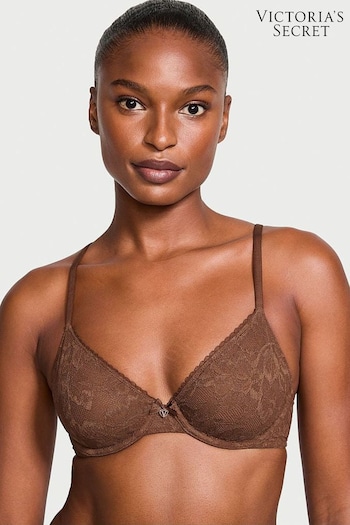 Victoria's Secret Mousse Brown Lace Unlined Demi Invisible Lift Bra (K71877) | £35
