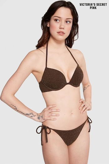 Victoria's Secret PINK Ganache Brown Shimmer Add 2 Cups Push Up Bikini Top (K71902) | £36