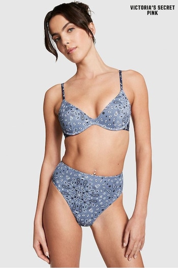 Victoria's Secret PINK Midnight Navy Blue Bandana Push Up Bikini Top (K71930) | £26