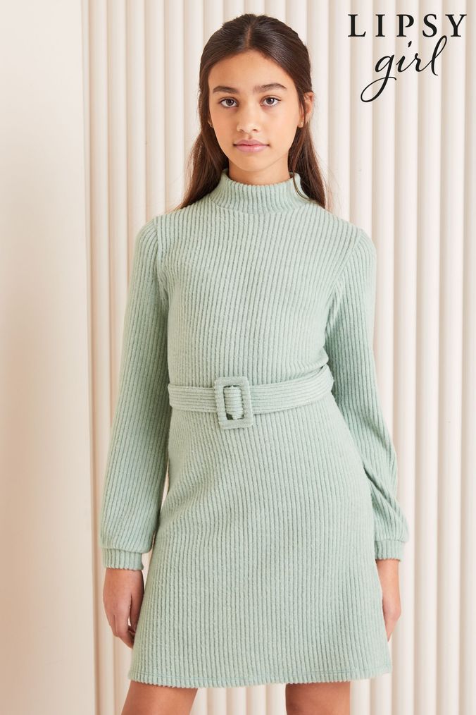Girls green top sweater dress