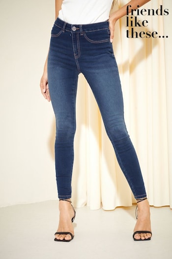 Friends Like These Washed Indigo Blue Tall High Waisted Jeggings (K72018) | £25