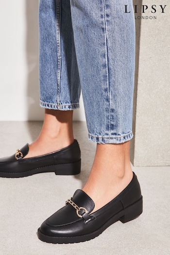 Lipsy Black Snaffle Trim Cleated Slip On Loafer (K72043) | £38